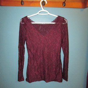 *2 for $25* WHBM Reversible Long Sleeve Lace Tee